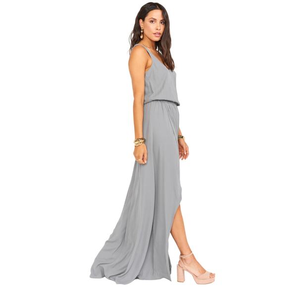Show Me Your Mumu Kendall Maxi Soft Charcoal Crisp Bridesmaids Dress XS - Picture 2 of 11